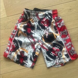 Flow Society QB FLOW Kids Graphic Red and Black mesh Shorts